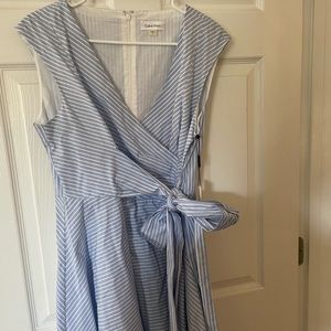 Calvin Klein dress. NWT. Blue and white stripe.